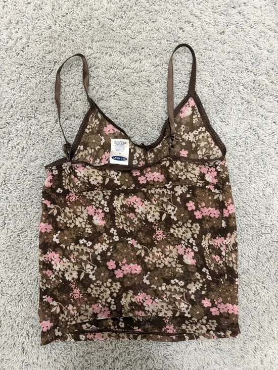 Old Navy Brown Floral Cami with Pink & Cream Flowers - Picture 2 of 2